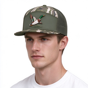 Gorra Trucker Unisex de 7 Paneles para Caza al Aire Libre, con Bordado Personalizado de Pato Mallard, Malla de Lona Camuflada, Ajustable con Cierre a Presión, para Camping - Product Image 1
