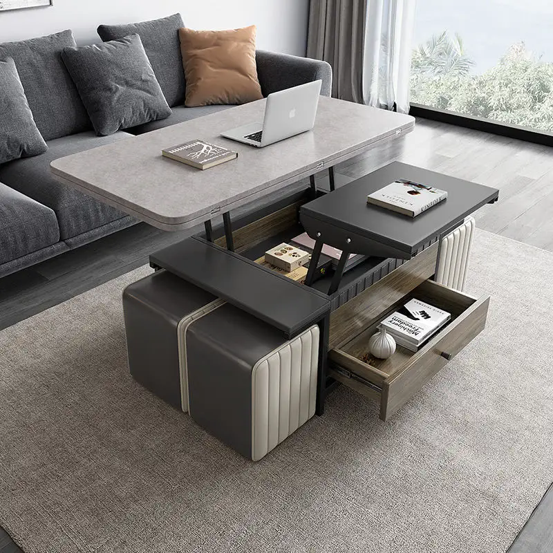 Mesa de centro cuadrada multifuncional, mesa de comedor de doble uso, estilo nórdico, para sala de estar, hogar, plegable