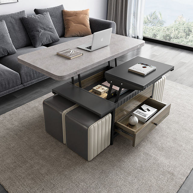 Multifunctional square Coffee Table Dining Table Dual Purpose Nordic Style Living Room Household Folding Lift Coffee Table