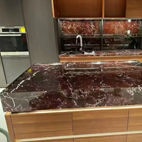 Dalle de marbre naturel Rosso Levanto poli, marbre rouge bordeaux pour mur d'accentuation et plan de travail de villa