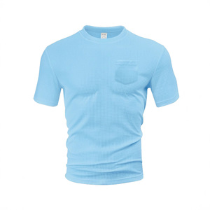 T-shirt d'été décontracté et respirant pour homme, col rond, manches courtes, en maille gaufrée, fin, 100 % polyester, pour le commerce transfrontalier - Product Image 2