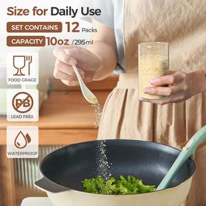 Ensemble de 12 pots à épices en verre avec couvercle en bambou écologique pour usage domestique, avec couvercle hermétique - Product Image 5