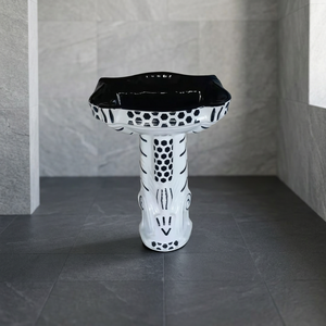 Majesty Flower Hand Printed Rustic Ceramic Pedestal Wash Basin Set Lavabo Sink Stand for Hospital Sanitary Ware - Product Image 5