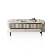 YSS luxe marbre dessus or acier inoxydable jambe TV support et table basse ensemble pour meubles de salon