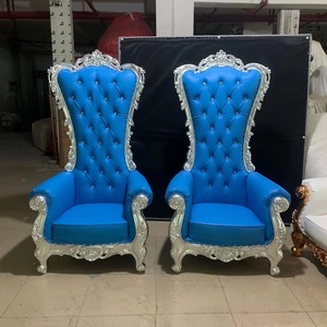 Sillón Estilo Barroco Francés con Estructura de Acero Inoxidable, Varios Colores, Silla de Rey Clásica para Sala de Estar, Sofá para Bodas - Product Image 5