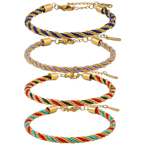 Bracciale Retrò in Acciaio Inossidabile Colorato, Intrecciato a Mano, Placcato Oro 18K, Regalo per Donne - Product Image 1