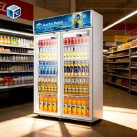 Réfrigérateur Vitré Professionnel 400L 900L 1300L, Vitrine Réfrigérée Verticale en Acier Inoxydable, Réfrigérateurs Commerciaux pour Boissons