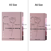 6 intercalaires index A5 A6 pour classeur à anneaux, 6 trous, motif rose, pages d'insertion pour agenda à 6 trous, organisateur de planificateur à anneaux ronds