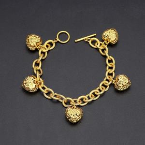 Jxx <b>24k</b> <b>Gold</b>-Plated Women's Heart-Shaped Brass <b>Bracelet</b> Charm <b>Bracelets</b> with Zircon Fashion Jewelry Wholesale - Product Image 4
