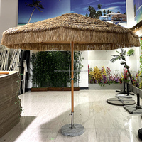 Parasol de jardin rond en gros, parasol de patio en chaume synthétique, tiki, raphia, paille, parasols de plage d'extérieur avec manivelle, inclinaison