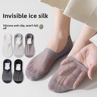 Chaussettes pour hommes, chaussettes fines en soie glacée pour l'été, chaussettes invisibles, silicone antidérapant, séchage rapide