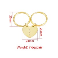 Porte-clés double en acier inoxydable gravé Porte-clés double couple Paire Porte-clés coeur couple Porte-clés logo laser Cadeau d'amour