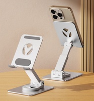 Support de téléphone portable universel flexible réglable en hauteur, en aluminium, portable, rotatif à 360°, pour appareils de 4 à 10,9 pouces, gris/argent/noir