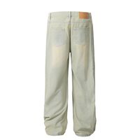 Jeans en denim bleu ciel style américain 11KN pour hommes et femmes, taille mi-haute, vintage, délavé, coupe bootcut, ample, décontracté