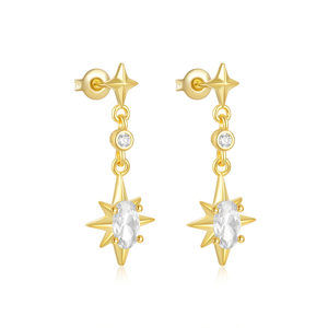 ROXI - Pendientes de Plata de Ley 925 con Diseño Minimalista de Estrella y Circonita Incrustada para Mujer - Product Image 1
