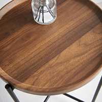 Table d'appoint moderne finition noyer avec plateau amovible, table basse pour petits espaces, table à boissons pour salon