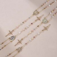 14K Plaqué Or Vierge Marie Guadalupe Croix Collier Catholique Bijoux Religieux Chaînes avec Zircon Type Chrétien