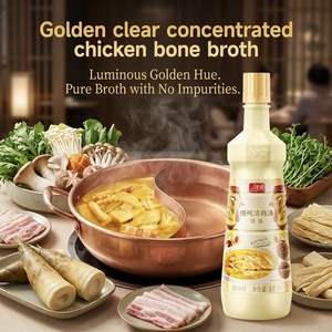 Soupe de poulet mijotée lentement pendant 6 heures avec 20 % de viande et os, des ingrédients gras, un bouillon clair et doré, pur et raffiné. - Product Image 1