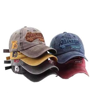 100% Cotton Embroidered Vintage Adjustable <b>Flat</b> Brim Baseball <b>Cap</b> USA Hat for <b>Men</b> Women Great Outdoor Activities Promotional - Product Image 1