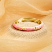 Bracelets Joncs Tendance Multicolores Goutte d'Huile Fleurie pour Femme, Bracelet Manchette Empilable Style INS pour Décoration de Poignet, Bijoux de Mode