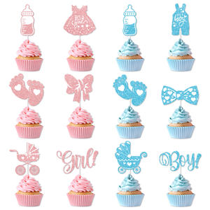 Nuovo ragazzo ragazza di un <span class=keywords><strong>anno</strong></span> tema di compleanno torta di cottura bandiera festa Glitter carta torta Toppers decorazione - Product Image 1