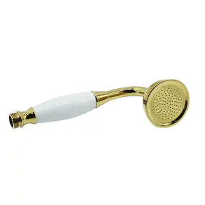Homedec Antique Luxury Brass Gold Handheld Shower head Ceramics Telephone Hand-Held Shower Head