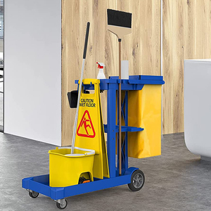 <strong>Hotel</strong> Plastic Service Janitorial <strong>Trolley</strong> Cart Multifunction Cleaning Cart Janitorial Equipment