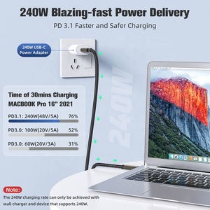Cavo Dati Premium 1m Compatibile Thunderbolt 3 4K/60Hz PD 240W 20Gbps USB 3.2 Gen 2x2 Tipo C a USB Tipo C per Ricarica Super Veloce - Product Image 2