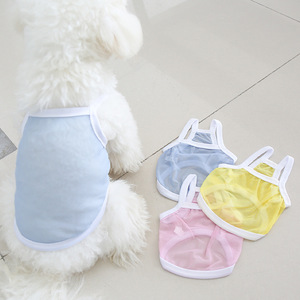 Pet Suspender Tank <b>Top</b> Solid Color Summer Vest For Dogs <b>Cats</b> Polyester Breathable Lightweight Pet Clothes Blue Yellow Pink - Product Image 1