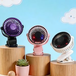 <b>Mini</b> <b>Desk</b> Clip Fan With Light 6.9 In Usb Powered Plastic Mechanical Control For Office Dorm Use - Product Image 5