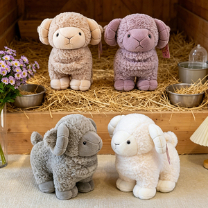 <span class=keywords><strong>Mouton</strong></span> en peluche réaliste à poils bouclés avec cornes courbes, <span class=keywords><strong>mouton</strong></span> en peluche multicolore pour cadeau de Pâques - Product Image 5