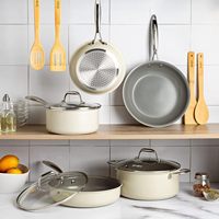 Antihaft-Töpfe und Pfannen Set, Premium Antihaftbeschichtung, Spülmaschinenfeste Töpfe und Pfannen, Gehärtete Glasdeckel mit Dampfauslass, 12-teilig