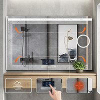 Miroir intelligent rectangulaire anti-buée avec éclairage frontal LED intégré, variateur de lumière et capteur tactile