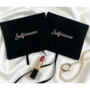 Wholesale Flap Velvet <b>Gift</b> Pouches Bow Closure Suede <b>Envelope</b> Dust Bag with Custom Logo for Jewelry Cosmetic Souvenir Packaging - Product Image 5