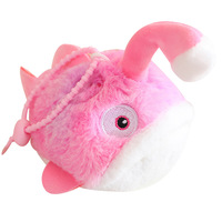 Uionen Porte-clés de couple lumineux en peluche en forme de poisson-lanterne, tissé, imprimé UV, écologique, pendentif, poupée magnétique attrape-souris