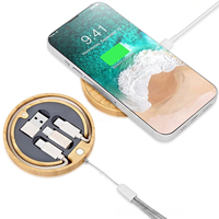 Kit de câbles écologiques ronds avec chargeur sans fil 15W, cordon multi-chargeur 6 en 1, câble USB à charge rapide 3A PD60W, câble de données, porte-clés