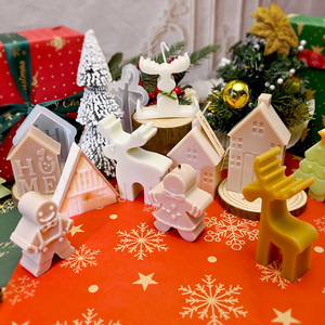Twller DIY Weihnachtshaus Silikonformen Lebkuchenmann Elch Süße Weihnachtsbaum Duftkerzen Seifenform für die Heimdekoration - Product Image 3