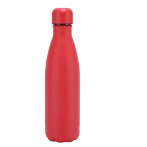 Botella de agua deportiva de doble pared reutilizable personalizada, termo aislado de acero inoxidable en forma de Cola, con logotipo