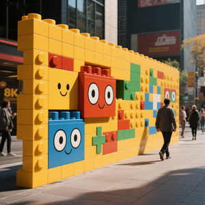 COBLOCKS personalizado ABS + UV pared de partición decorativa comercial creativo centro comercial al aire libre bloques de construcción gigantes paredes temáticas de dibujos animados - Product Image 2