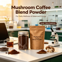 Poudre de café complexe aux champignons pour adultes, mélange de crinière de lion et de cordyceps, naturel, sans conservateurs