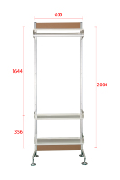 Étagère flottante multifonctionnelle minimaliste blanche sur pied, série FreeFrame, en acier, pour salon, vêtements, aliments
