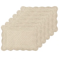 Ensemble de 6 sets de table matelassés en tissu 100% coton, 18x13 pouces, extra grands, lavables, doux et faciles à nettoyer, design rectangulaire