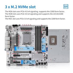 Placa Base CWWK W680 NAS Micro ATX de 12 Bahías, 10GbE + Doble LAN de 2.5GbE, <span class=keywords><strong>4x</strong></span> DDR5 RAM, Compatible con ECC, 3x NVMe, LGA1700, Blanca, mATX - Product Image 3