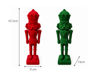 Ensemble de 2 figurines de soldats casse-noisettes en plastique floqué, décoration de Noël en velours, rouge et vert, peintes à la main, décoration de maison pour les fêtes