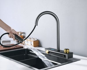 2025 moderne simple acier inoxydable 304 cascade robinet de <span class=keywords><strong>cuisine</strong></span> 316 <span class=keywords><strong>clé</strong></span> de Piano 4 fonctions volant pluie pulvérisateur tirer évier <span class=keywords><strong>mitigeur</strong></span> - Product Image 3