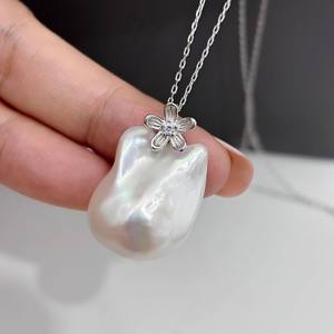 Accessoires en perles DIY 31220 Pendentif en argent S925 avec perles rondes de 10 à 13 mm Support vide Pendentif or et argent - Product Image 3