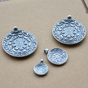 Pendentif Rétro Zodiaque Chinois Neuf Palais Huit Trigrammes, Breloque en Argent 35mm 21mm 14mm, Style Ethnique, Accessoire de Bijouterie pour Collier - Product Image 4
