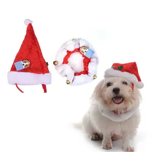 Chapeaux de chien de conception de Noël avec des colliers Costume d'animal de compagnie mignon Vêtements de chien fantaisie uniques