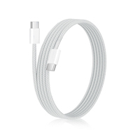 Cable de Datos USB 3.0 Tipo C a C de Carga Rápida con Cordón Trenzado de Nailon, 3A 60W, Blanco, PD USB-C para iPhone 15 16 17, en Stock en EE. UU.