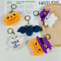 Porte-clés en peluche HY Brand pour Halloween, doux et mignon, avec motifs citrouille, fantôme, chauve-souris, chapeau de sorcier, portable pour les fêtes